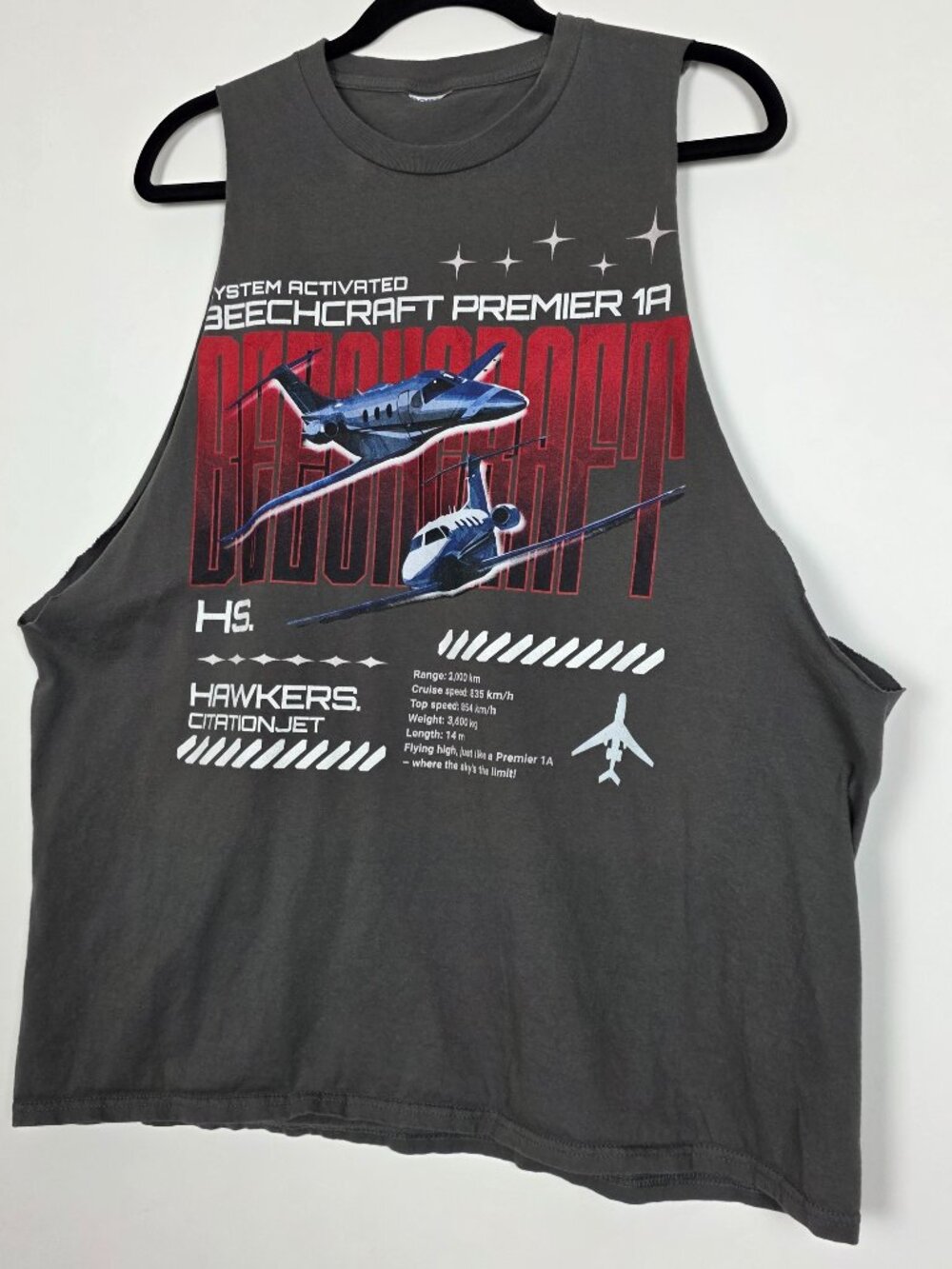 Beechcraft Premier 1A Hawkers Citation Jet Mens 2XL Sleeveless Graphic Tank Top